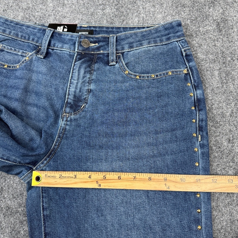 Express Embellished Jean Womens Size 6 Straight Leg Studded Medium Wash NWT - Picture 12 of 14